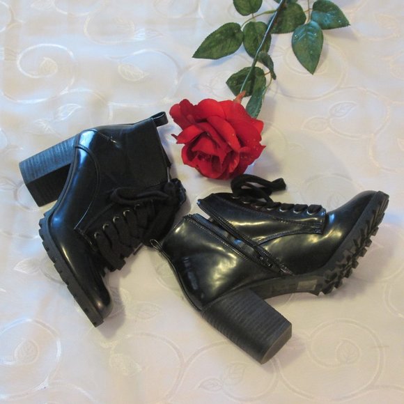 BLACK PATENT MIX NO. 6 BOOTIES - Picture 2 of 12